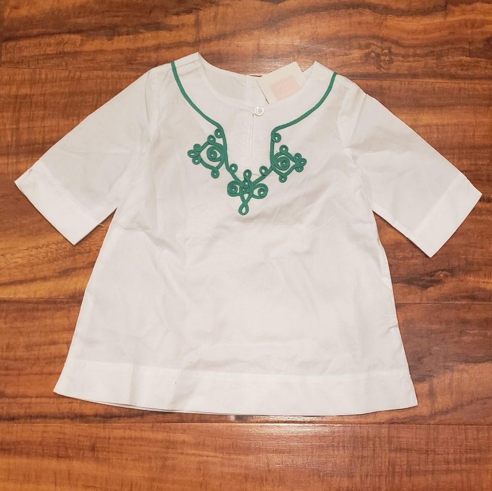Janie and Jack NWT 12-18 months ivory tunic top with green applique